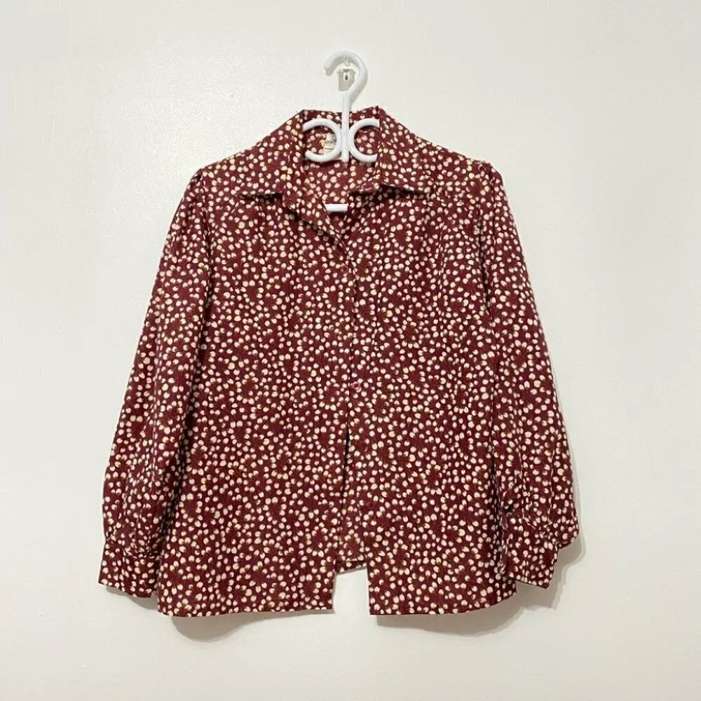 Vintage - 1970s Style Retro Floral Button Down Blouse